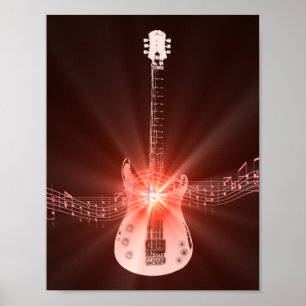 Affiche Image de guitare et de notes musicales