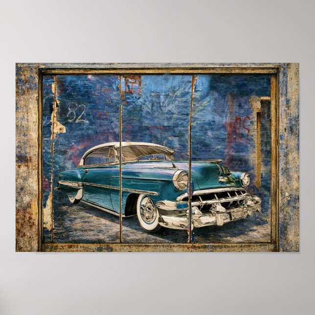 Affiche Image de la Chevy '54 sur mur (Devant)