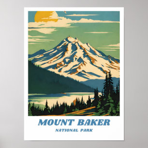 Affiche Image de la forêt nationale Mount Baker Retro déc