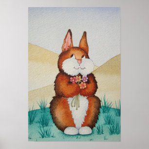 Affiche image de lapin brun souriant