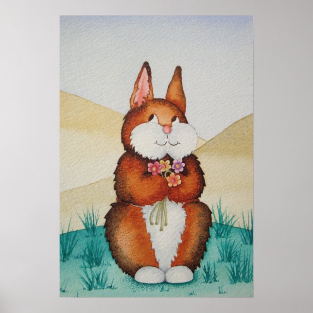 Affiche image de lapin brun souriant (Devant)