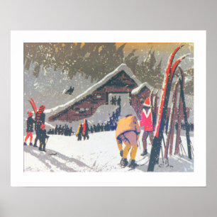 Affiche Image de ski vintage, Prêt à skier