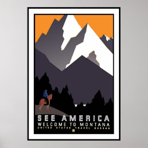 Affiche Image de voyage rétro vintage Montana