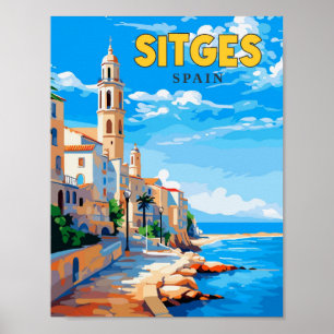 Affiche Image de voyage vintage de Sitges Espagne