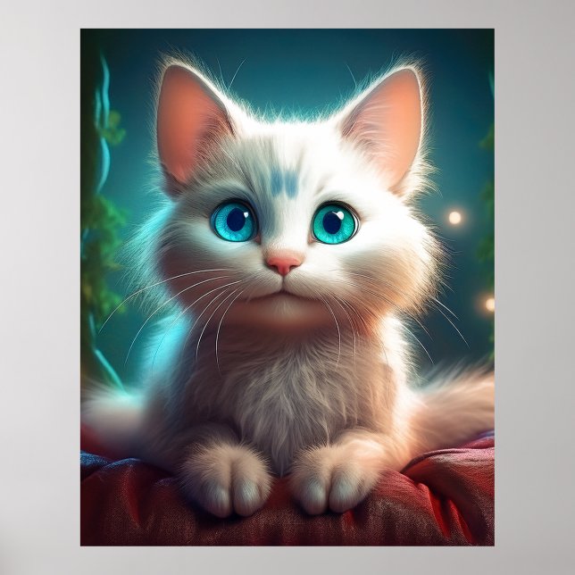 Affiche Image D'Imaginaire D'Un Jeune Chat Albino (Devant)