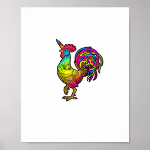 Affiche Image drôle d'animal Licorne Poule Arc-en-ciel Coq