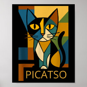 Affiche Image drôle de chat Picatso - Style d'art cubisme