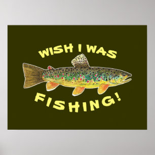 Affiche Image drôle de pêche à la mouche Truite