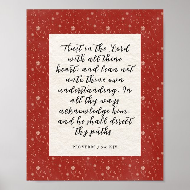 Affiche Image du verset biblique Proverbes 3:5-6 KJV  (Devant)