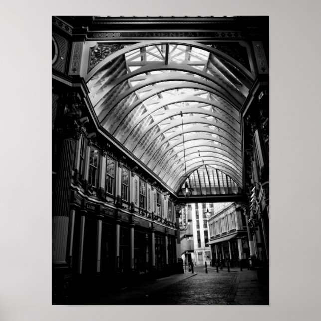 Affiche Image en noir et blanc de Leadenhall Market Londre (Devant)