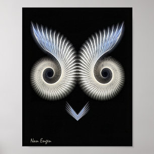 Affiche Image fantaisiste de hibou noir et blanc.