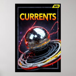 Affiche Image futuriste abstrait d'une sphère métallique