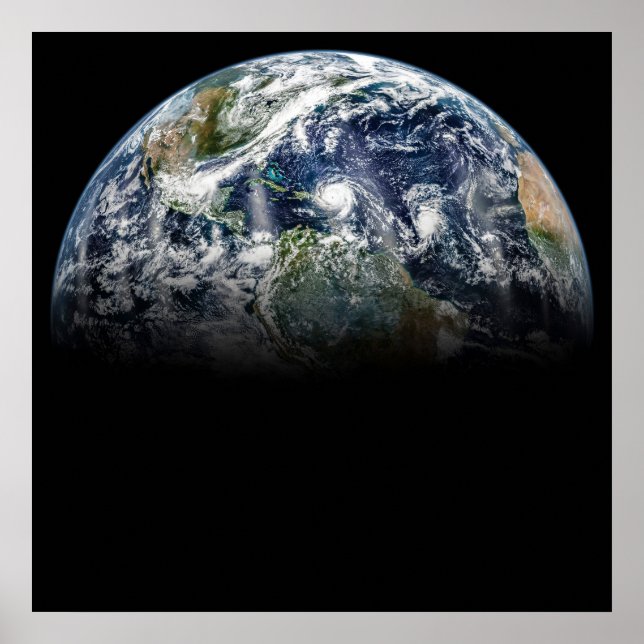 Affiche Image Mosaïque De La Planète Terre Avec 3 Ouragans (Devant)
