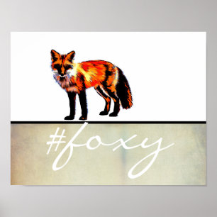 Affiche image murale foxy fox avec texte