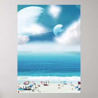 Affiche Image photo surréaliste de plage galactique