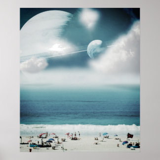 Affiche Image photo surréaliste de plage galactique