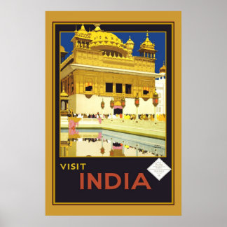 Affiche Image rétro vintage de voyage Inde