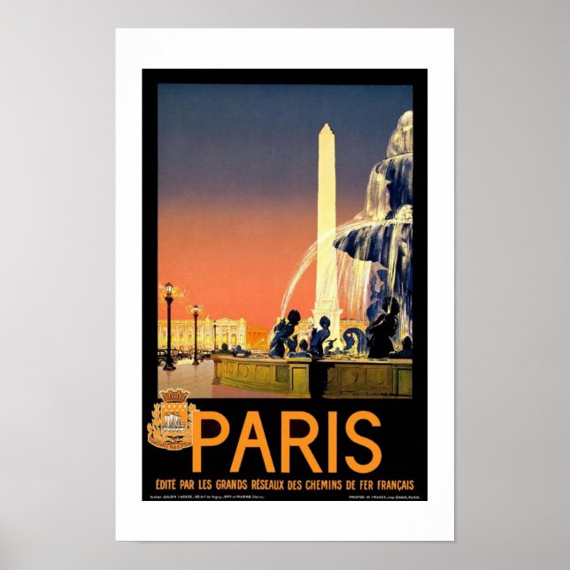 Affiche Image rétro vintage de voyage Paris France (Devant)
