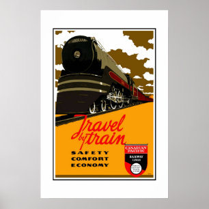 Affiche Image Rétro Vintage Voyage en Train