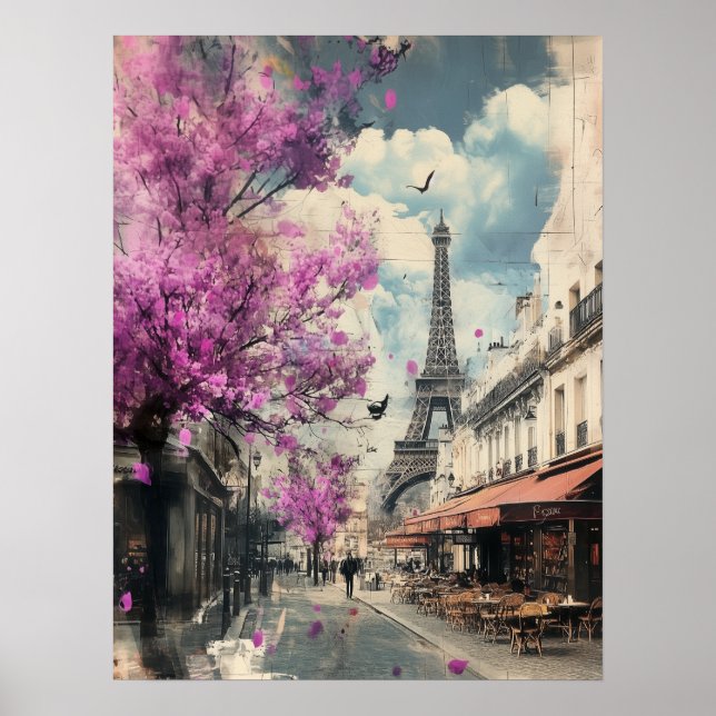 Affiche Image romantique de Paris avec la tour Eiffel (Devant)