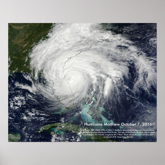 Affiche Image satellite de l'ouragan Matthew par St. Augus (Devant)