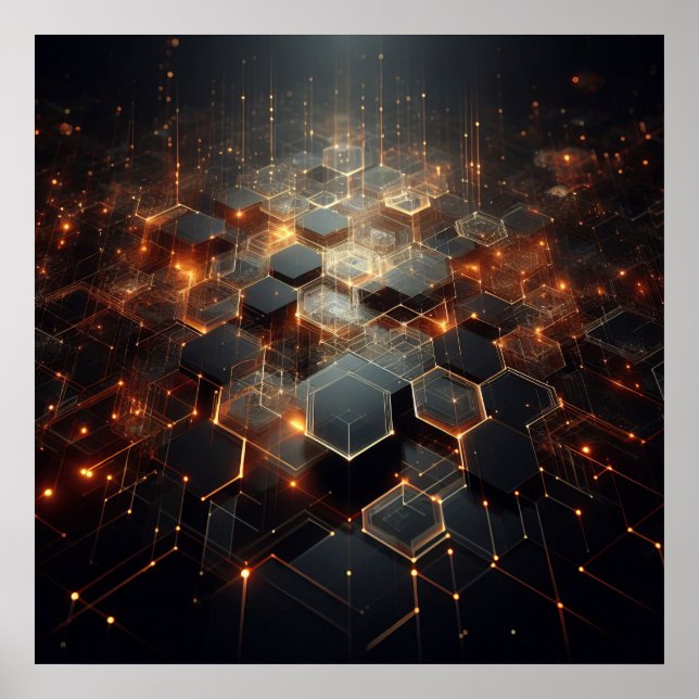 Affiche Image technique utilisant des formes hexagonales (Devant)