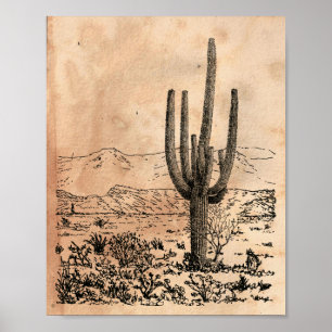 Affiche Image vintage Desert Cactus Tea Stainpaper