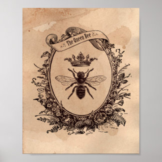 Affiche Image vintage Queen Bee Honeybee Tea Sardé Papier