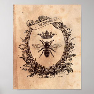 Affiche Image vintage Queen Bee Honeybee Tea Sardé Papier