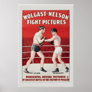 Affiche Images de Boxe de 1916 Film de Style Vintage