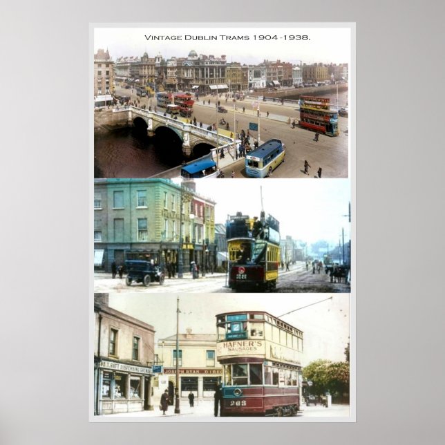 Affiche Images des tramways vintage Dublin City Ireland (Devant)