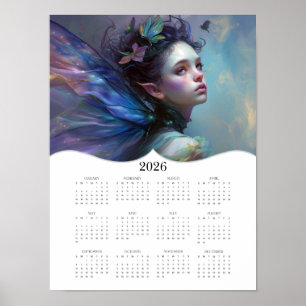 Affiche imaginaire 2026 Fairy Art Calendrier de l'année co