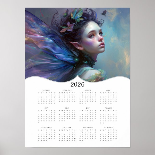 Affiche imaginaire 2026 Fairy Art Calendrier de l'année co (Devant)