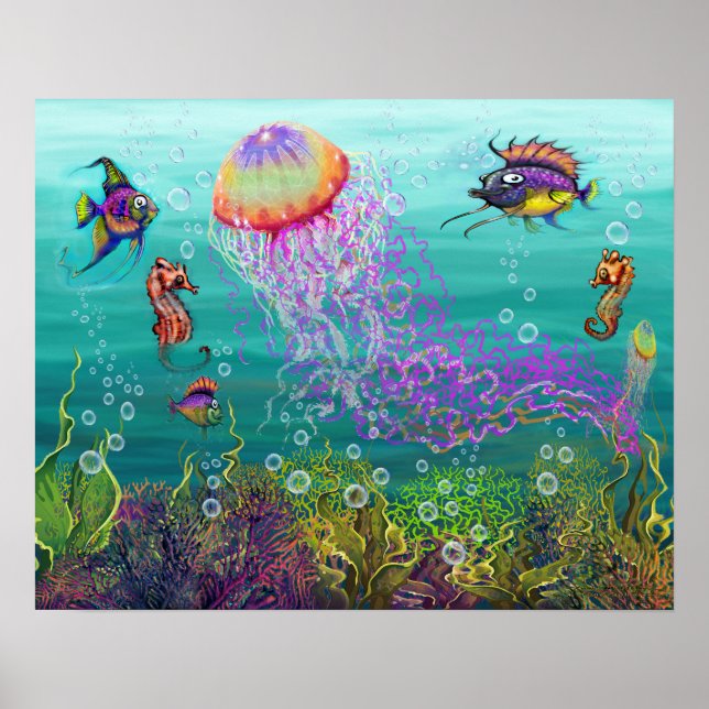 Affiche Imaginaire aquatique avec méduse (Devant)