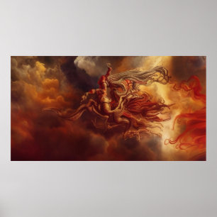 Affiche Imaginaire art moderne or rouge tourbillon des nua