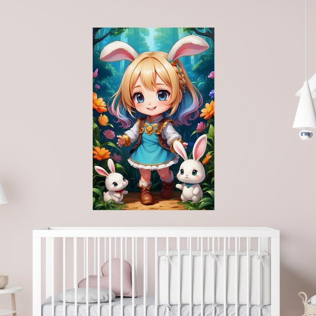 Affiche Imaginaire Belle mignonne fille lapin (Pépinière 2)