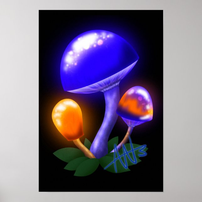 Affiche Imaginaire Blancs Dapperling Orange & Champignons  (Devant)