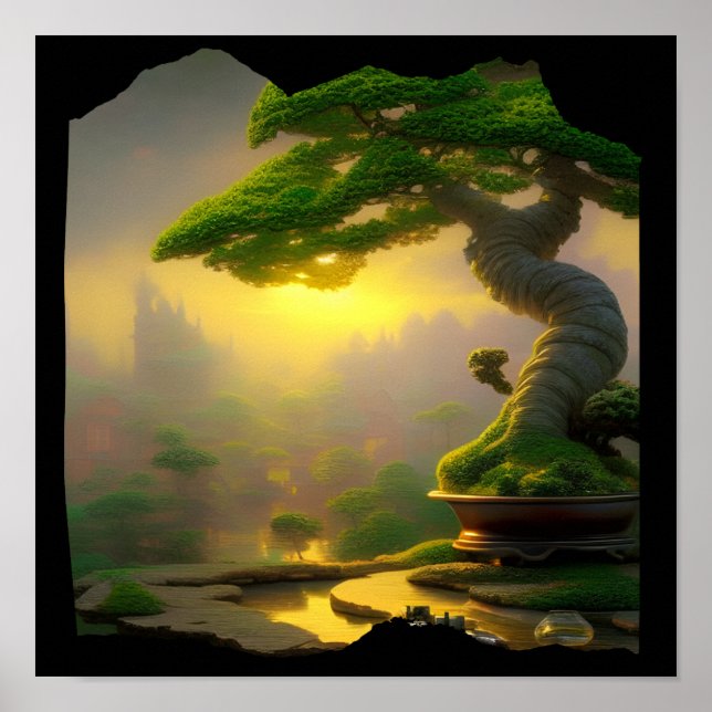 Affiche Imaginaire Bonsai Arbre Art numérique (Devant)