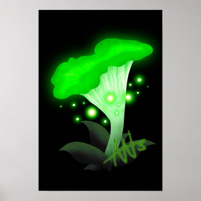 Affiche Imaginaire Chanterelle Champignon vert brillant (Devant)