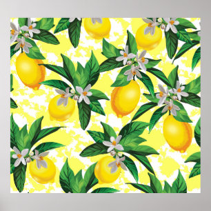 Affiche Imaginaire citron : Motif Floral Créatif