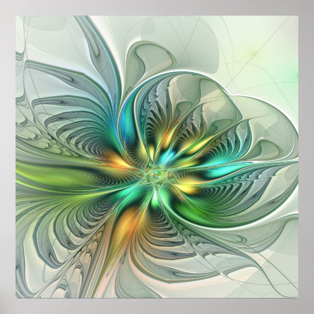 Affiche Imaginaire coloré Moderne Fleur Abstraite Fractale (Devant)