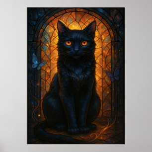 Affiche Imaginaire de chat noir en verre tendu