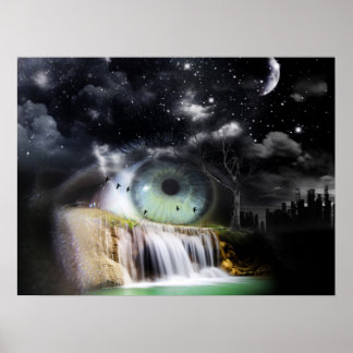 Affiche Imaginaire de chute d'oeil surréaliste