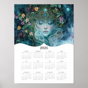 Affiche imaginaire de déesse celtique 2026 Art Calendrier 