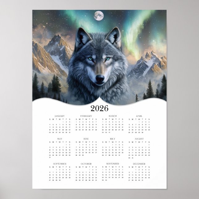 Affiche imaginaire de loup céleste 2026 Art Calendrier de  (Devant)
