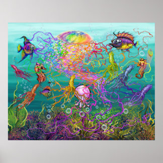 Affiche Imaginaire de méduse arc-en-ciel
