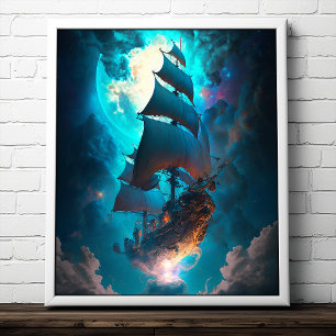 Affiche Imaginaire de navire volant