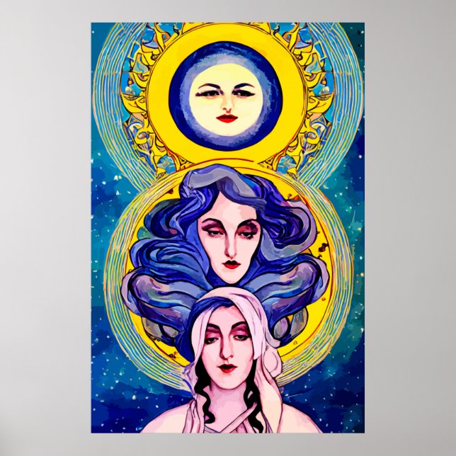 Affiche Imaginaire des soeurs célestes art numérique Abstr (Devant)