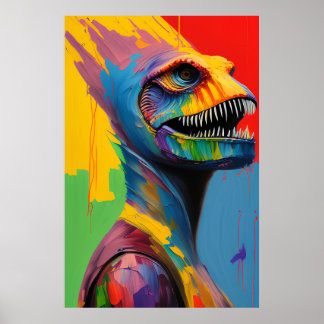 Affiche Imaginaire Dinosaure Hybride Cyborg T-Rex Sci-Fi A