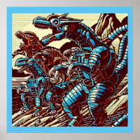 Imaginaire Dinosaure Robots Anime - Woodcut 3